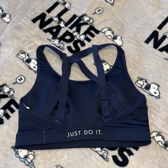 Navy Sports Bra with Criss-Cross Straps - Picture 2 of 2
